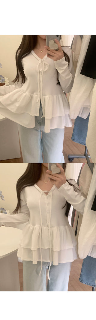 Double Layer Hem Bandage T-Shirt