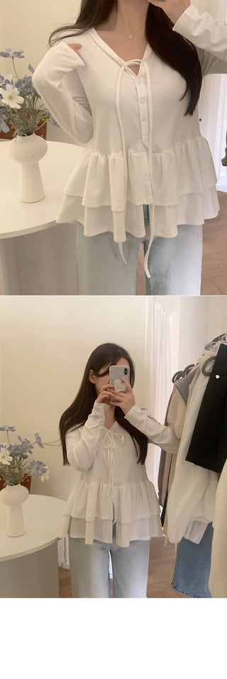 Double Layer Hem Bandage T-Shirt