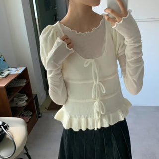 Ruffles Hem Sweet Tops