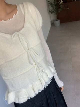Ruffles Hem Sweet Tops