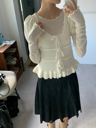 Ruffles Hem Sweet Tops