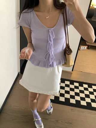 Ruffles Hem Sweet Tops