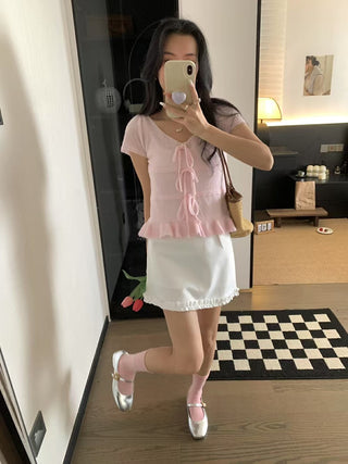Ruffles Hem Sweet Tops