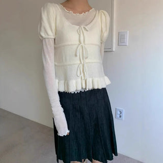 Ruffles Hem Sweet Tops