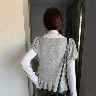 Ruffles Hem Sweet Tops