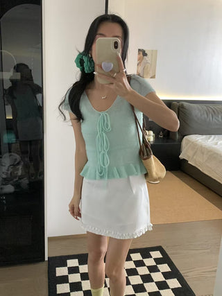 Ruffles Hem Sweet Tops