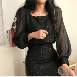 Tweed Shirt Sheath Skirt Suit