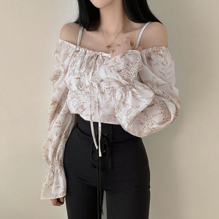 Ink Print Puff Sleeve Shirt