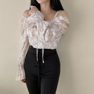 Ink Print Puff Sleeve Shirt