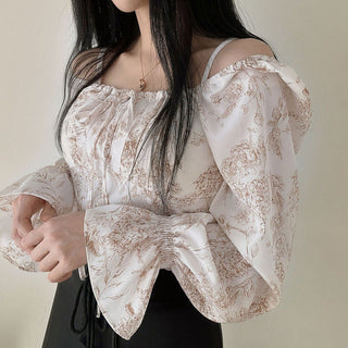 Ink Print Puff Sleeve Shirt