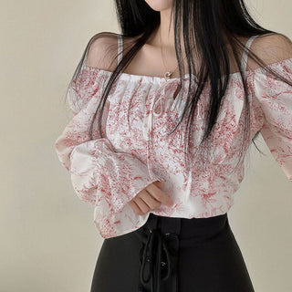 Ink Print Puff Sleeve Shirt