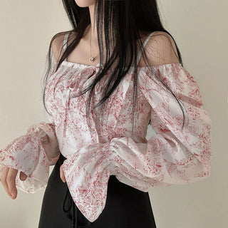 Ink Print Puff Sleeve Shirt