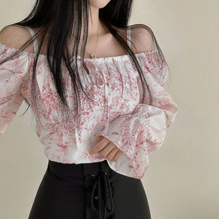 Ink Print Puff Sleeve Shirt