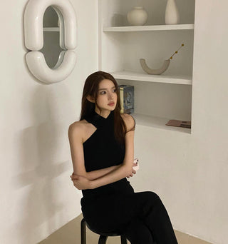 Cross Halter Knitted Tops