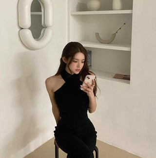 Cross Halter Knitted Tops