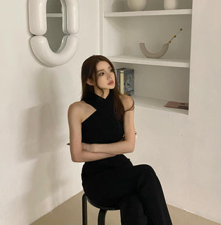 Cross Halter Knitted Tops