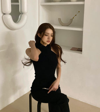Cross Halter Knitted Tops