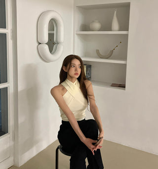 Cross Halter Knitted Tops