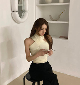 Cross Halter Knitted Tops
