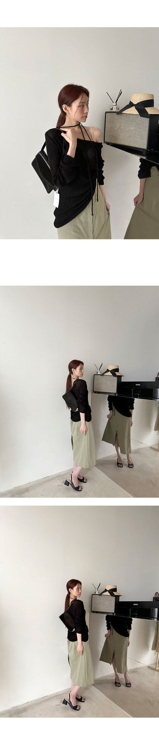 Tied Long Sleeve Knit Tops