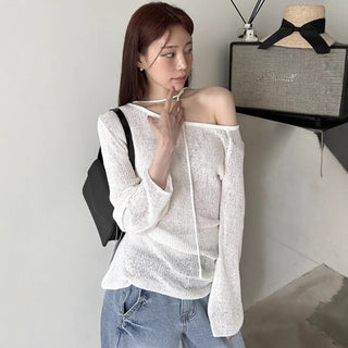 Tied Long Sleeve Knit Tops