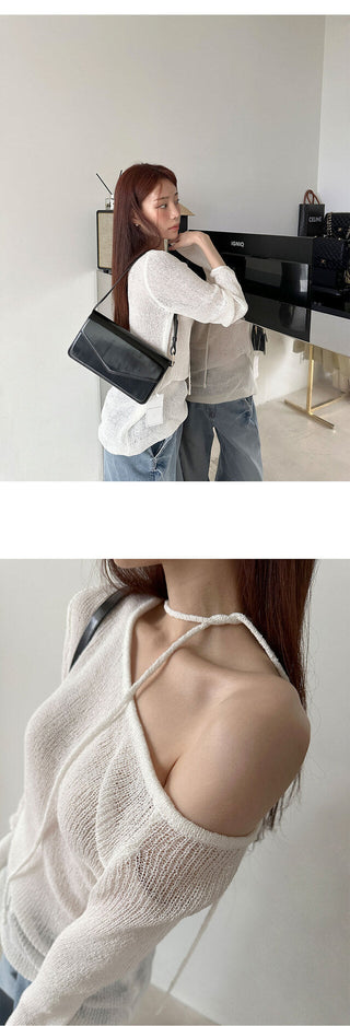 Tied Long Sleeve Knit Tops