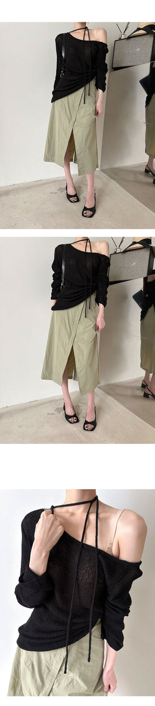 Tied Long Sleeve Knit Tops