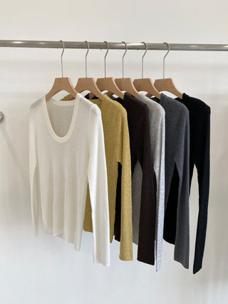 Slim Merino Wool Knit Tops