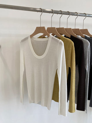 Slim Merino Wool Knit Tops