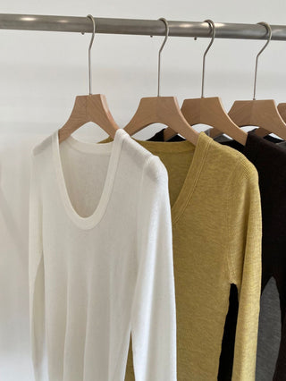 Slim Merino Wool Knit Tops