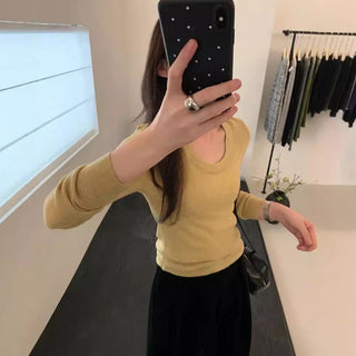 Slim Merino Wool Knit Tops