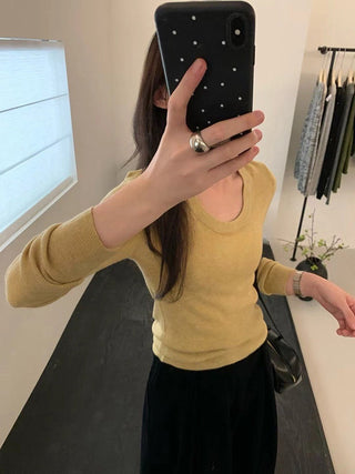 Slim Merino Wool Knit Tops