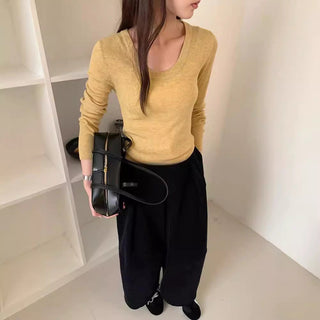 Slim Merino Wool Knit Tops