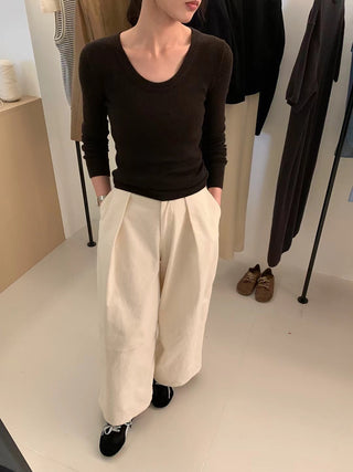 Slim Merino Wool Knit Tops