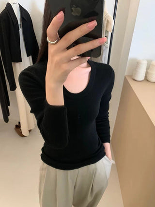 Slim Merino Wool Knit Tops