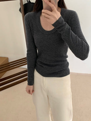 Slim Merino Wool Knit Tops