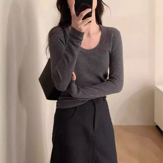 Slim Merino Wool Knit Tops