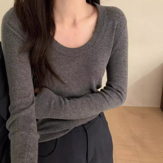 Slim Merino Wool Knit Tops