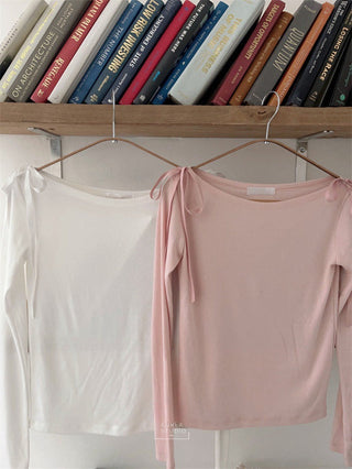 Bow Lace Up Long Sleeve Shirt