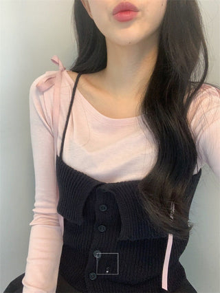 Bow Lace Up Long Sleeve Shirt