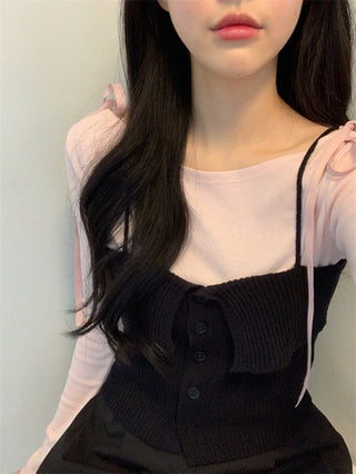 Bow Lace Up Long Sleeve Shirt