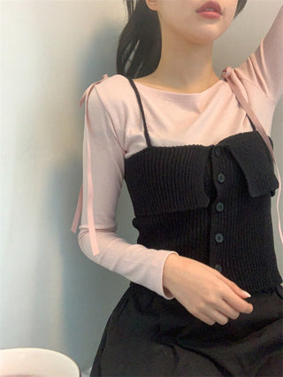 Bow Lace Up Long Sleeve Shirt