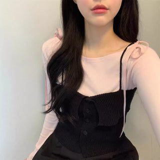 Bow Lace Up Long Sleeve Shirt