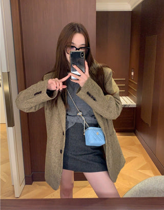 Plaid Wool Suit Coat