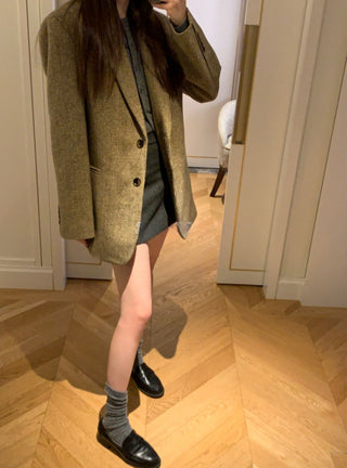 Plaid Wool Suit Coat
