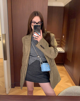 Plaid Wool Suit Coat