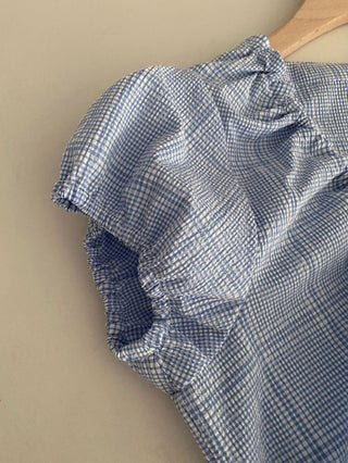 Lace Up Blue Plaid Dress