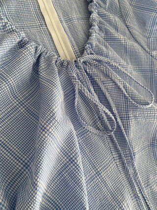 Lace Up Blue Plaid Dress