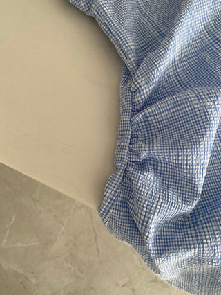 Lace Up Blue Plaid Dress