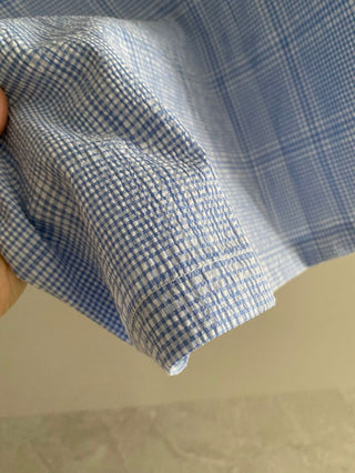 Lace Up Blue Plaid Dress